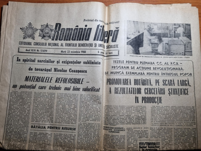romania libera 22 noiembrie 1988-articol jud. bacau