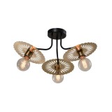 Candelabru Industrial Dragon 3 Klausen Metal Negru si Alama Satinata 50x30 cm, Corp Iluminat Modern 3xE27 pentru Living sau Dining, Design Elegant
