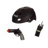 Set de joaca accesorii SWAT, Pistol, casca si statie, Negru, ATU-089669, Plastic, Oem