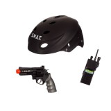 Set de joaca accesorii SWAT, Pistol, casca si statie, Negru, ATU-089669, Plastic, Oem