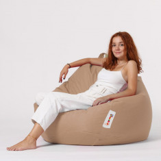 Fotoliu puf, Bean Bag, Ferndale Premium XXL, 115 x 130 cm, poliester impermeabil, bej nurca