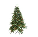 Brad Artificial, eMazing Decorat cu Conuri Pin, Merisoare si Suport Metalic, Inaltime 180 cm, 774 ramuri