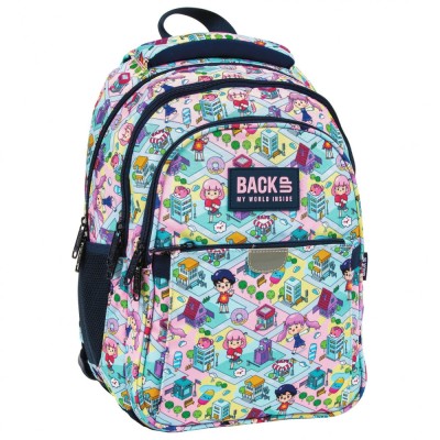 Ghiozdan pentru fetite, Backup, Poliester, Impermeabil, Multicolor, cu 3 compartimente, PLB5P01 foto