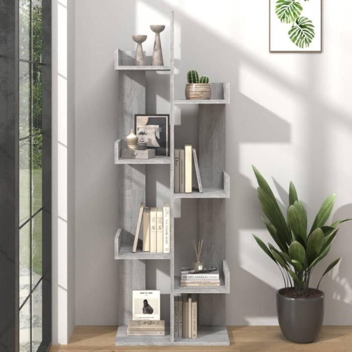 vidaXL Bibliotecă, sonoma gri, 48x25,5x140 cm, lemn prelucrat 816006