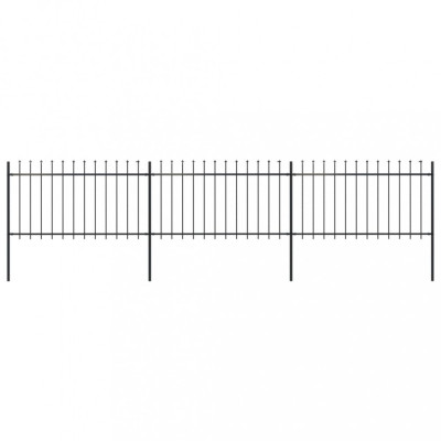 vidaXL Gard de grădină cu v&amp;acirc;rf suliță, negru, 5,1 m, oțel foto