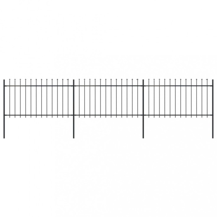 vidaXL Gard de grădină cu v&acirc;rf tip suliță din oțel 537x100 cm, negru 277613