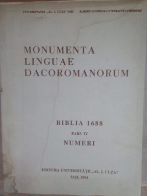 Ioan Caprosu - Monumenta linguae dacoromanorum, biblia 1688 pars IV numeri (dedicatie) foto