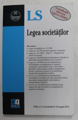 LEGEA SOCIETATILOR , ACTUALIZATA LA 18 AUGUST 2015 foto