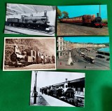 Lot 5 vederi feroviare British Railway trenulețe, fotografii, litografii, post card, cărți poștale HO locomotive cu aburi, Insula Man Gladstone L2