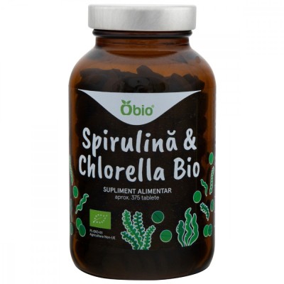 Spirulina &amp;amp; Chlorella, bio, 375 tablete (150g), Obio foto