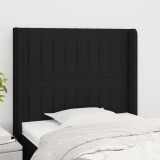 VidaXL Tăblie de pat cu aripioare, negru, 103x16x118/128 cm, textil 3119810