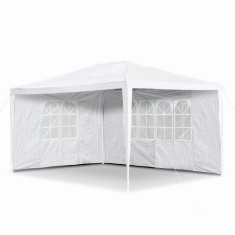 Pavilion 3x3, 2 pereti albi cu ferestra, structura metalica, acoperis polipropilena alb