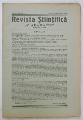 REVISTA STIINTIFICA &amp;#039; V. ADAMACHI &amp;#039; , NR. 4 , IASI , OCT. - DECEMBRIE , 1946 foto