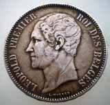 F.574 BELGIA LEOPOLD PREMIER 5 FRANCS FRANCI 1851 ARGINT 25g, Europa