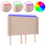 Cumpara ieftin Tablie de pat cu LED, cappuccino, 147x16x118/128 cm, piele eco