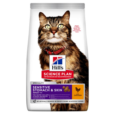Hill&amp;amp;#039;s Science Plan Feline Adult Sensitive Stomach &amp;amp;amp; Skin Chicken 7kg foto