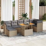 vidaXL Set canapele de grădină, 8 piese, cu perne, bej, poliratan