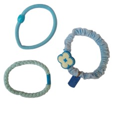 Set 3 elastice de par, 8 cm, Albastru, 14BJ foto