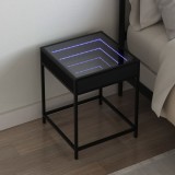 VidaXL Noptieră cu LED infinity, negru, 40x40x51 cm