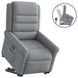 Cumpara ieftin Fotoliu rabatabil cu ridicare, gri deschis, material textil