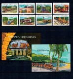 Grenada Grenadines 1984 - Locomotive, trenuri, serie si colite neuzate