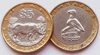 1614 Zimbabwe 5 Dollars 2001 km 13 foto