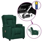 VidaXL Fotoliu de masaj cu ridicare, verde &icirc;nchis, material textil