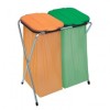 Suport Sac Gunoi Dublu Strend Pro Ecofix 2x120L, 66x42x78cm, Verde/Portocaliu, Fixare Rapida, Capac Marcare Deseuri