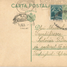 România, carte poştală 18, cu marcă fixă, circulată, 1934