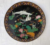 Cumpara ieftin Raritate!!! Fructiera din cloisonne infatisand berze si motive florale, secol 19