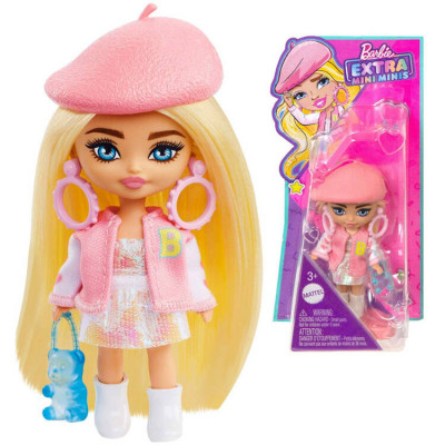 Barbie Extra Mini Mini Mini păpușă de modă elegantă &amp;icirc;n beretă HLN48 ZA5105C foto