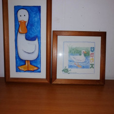 2 Tablou pentru copii art print Rata ratusca Daisy Duck din povesti rama sticla