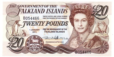 Insulele Falkland 20 Pounds 2011 P-19 UNC foto