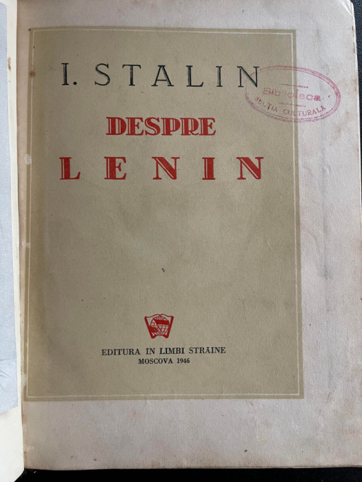I. Stalin, Despre Lenin