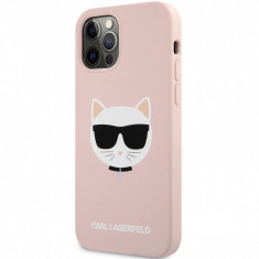 Husa TPU Karl Lagerfeld Choupette Head pentru Apple iPhone 12 Pro Max, Roz KLHCP12LSLCHLP