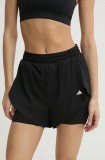 Adidas Performance pantaloni scurți de antrenament Aeroready culoarea negru, neted, high waist, IQ2655