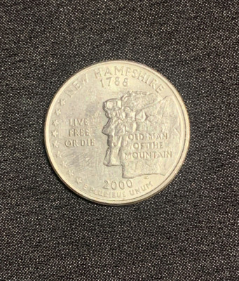 Moneda jubiliară quarter dollar 2000 New Hampshire foto