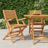 VidaXL Scaune de grădină pliante, 2 buc, 55x62x90 cm, lemn masiv tec