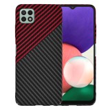 Husa slim carbon pentru samsung galaxy a22 5g - protectie premium fibershell, red vortex
