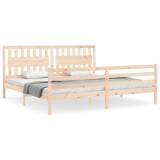Cumpara ieftin Cadru pat cu tablie 200x200 cm, lemn masiv de pin