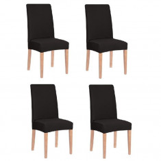 Set 4 huse pentru scaun dining/bucatarie, din spandex, culoare negru foto