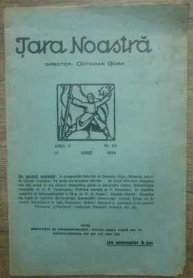 Tara noastra// revista culturala condusa de Octavian Goga, 24/1924 foto