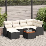 VidaXL Set de canapea pentru grădină 7 pcs Negru, alb Mare