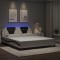 vidaXL Cadru de pat cu LED, alb și negru, 180x200 cm, piele ecologică 3214042