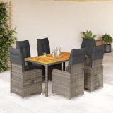 vidaXL Set bistro de grădină cu perne, 7 piese, gri, poliratan 3277023