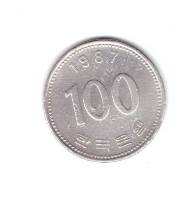 Moneda Coreea de Sud 100 won 1987, stare buna, curata foto