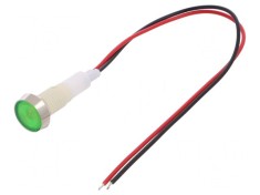 Lampa control LED verde 24V ?10mm plastic foto