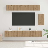 vidaXL Set comodă TV cu sertar cu raft Pe perete Altele 6 pcs stejar artizanal 100 x 30 x 30 cm