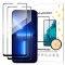 Folie de protectie Ecran WZK pentru Apple iPhone 16e / 14 / 13 Pro / 13, Sticla Securizata, Full Glue, Set 2 bucati, Neagra