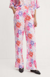 Cumpara ieftin United Colors of Benetton pantaloni femei, culoarea roz, lat, high waist, 44EDDF06Z
